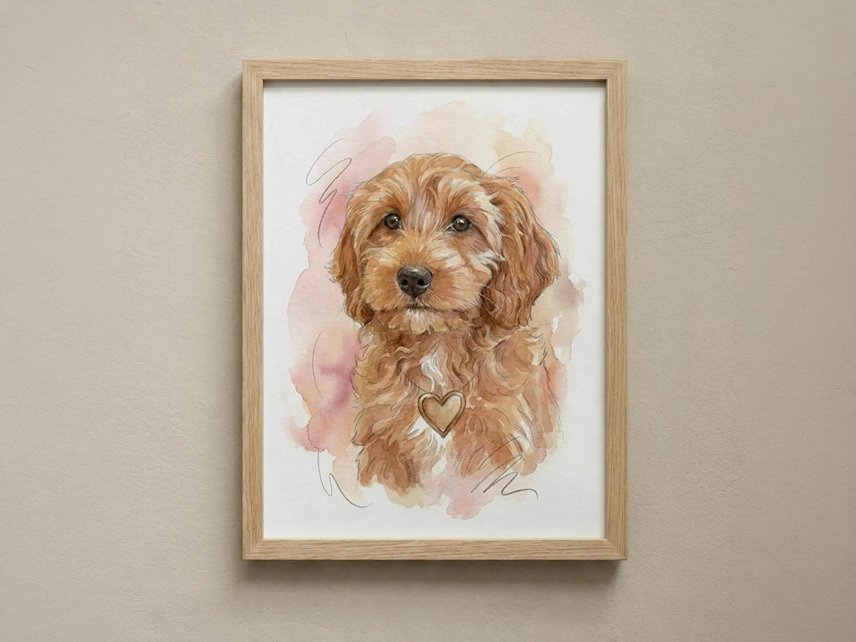 Custom pet portrait from photo gift for dog lovers in the UK