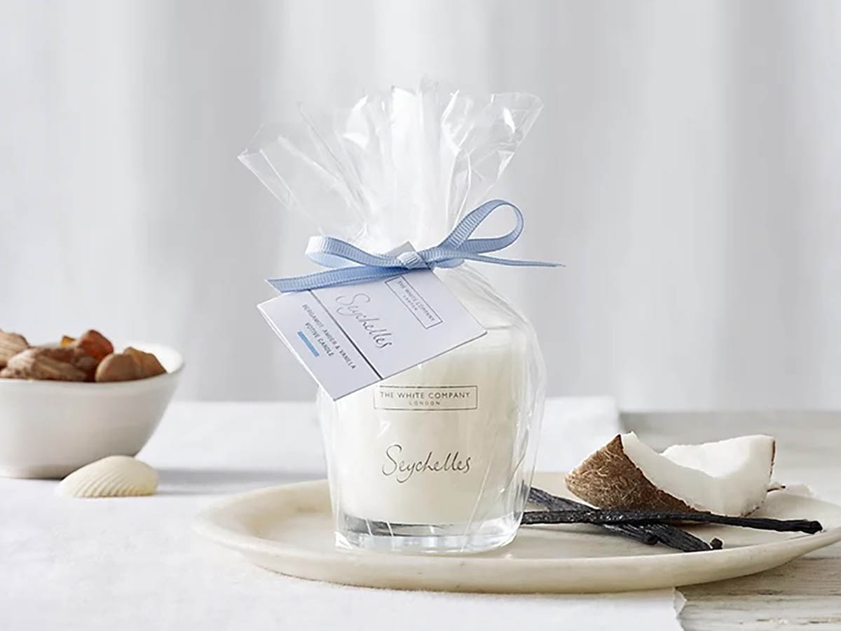 The White Company Seychelles Votive Candle elegant home fragrance gift under £20 in the UK