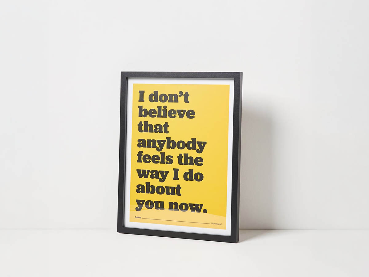 Wonderwall lyrics framed wall art by Oliver Bonas