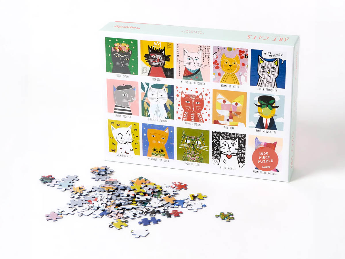 Oliver Bonas Art Cats 1000 piece jigsaw puzzle gift under £30 in the UK