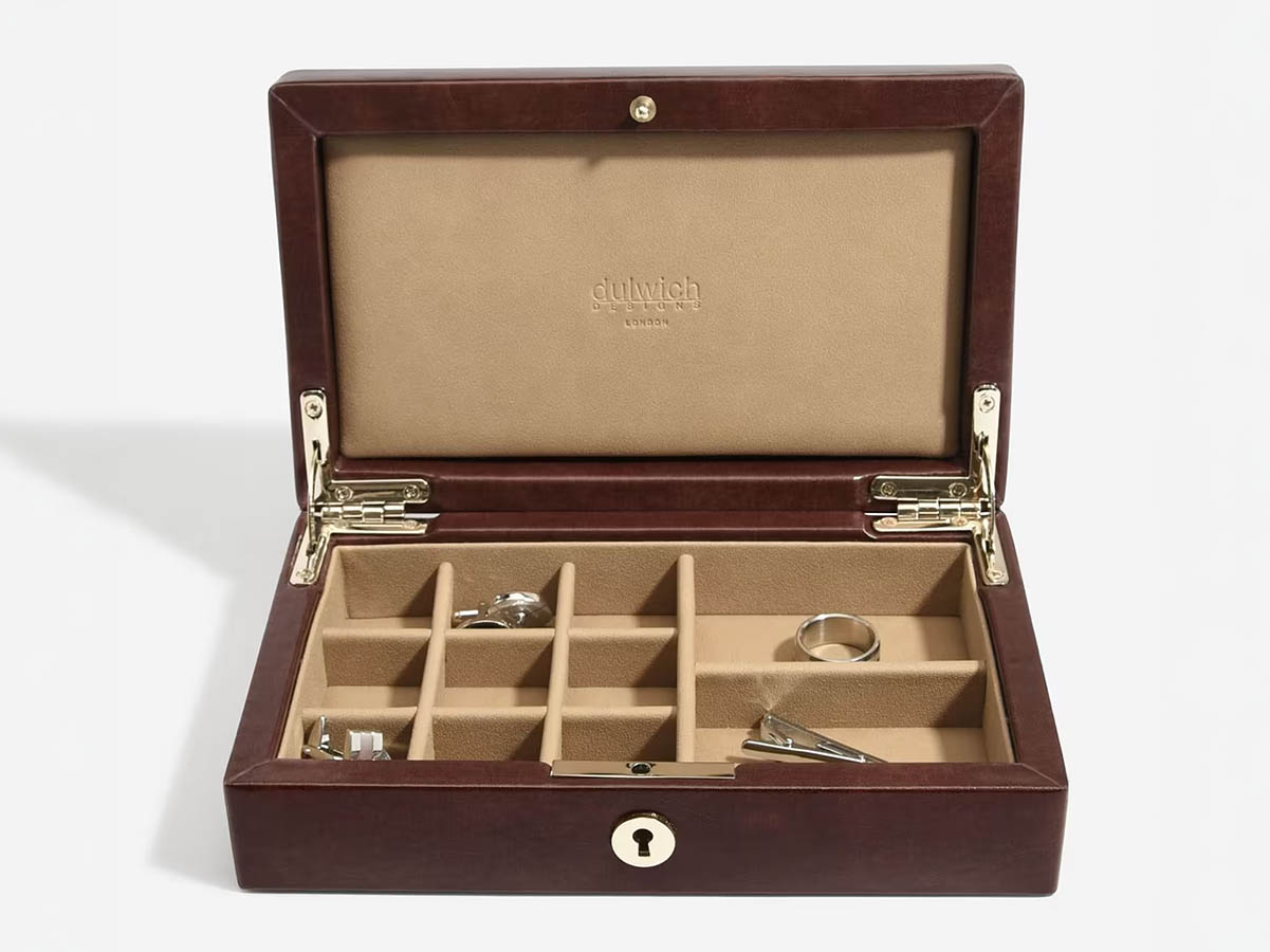 Dulwich Designs leather cufflinks box luxury Father’s Day gift in the UK