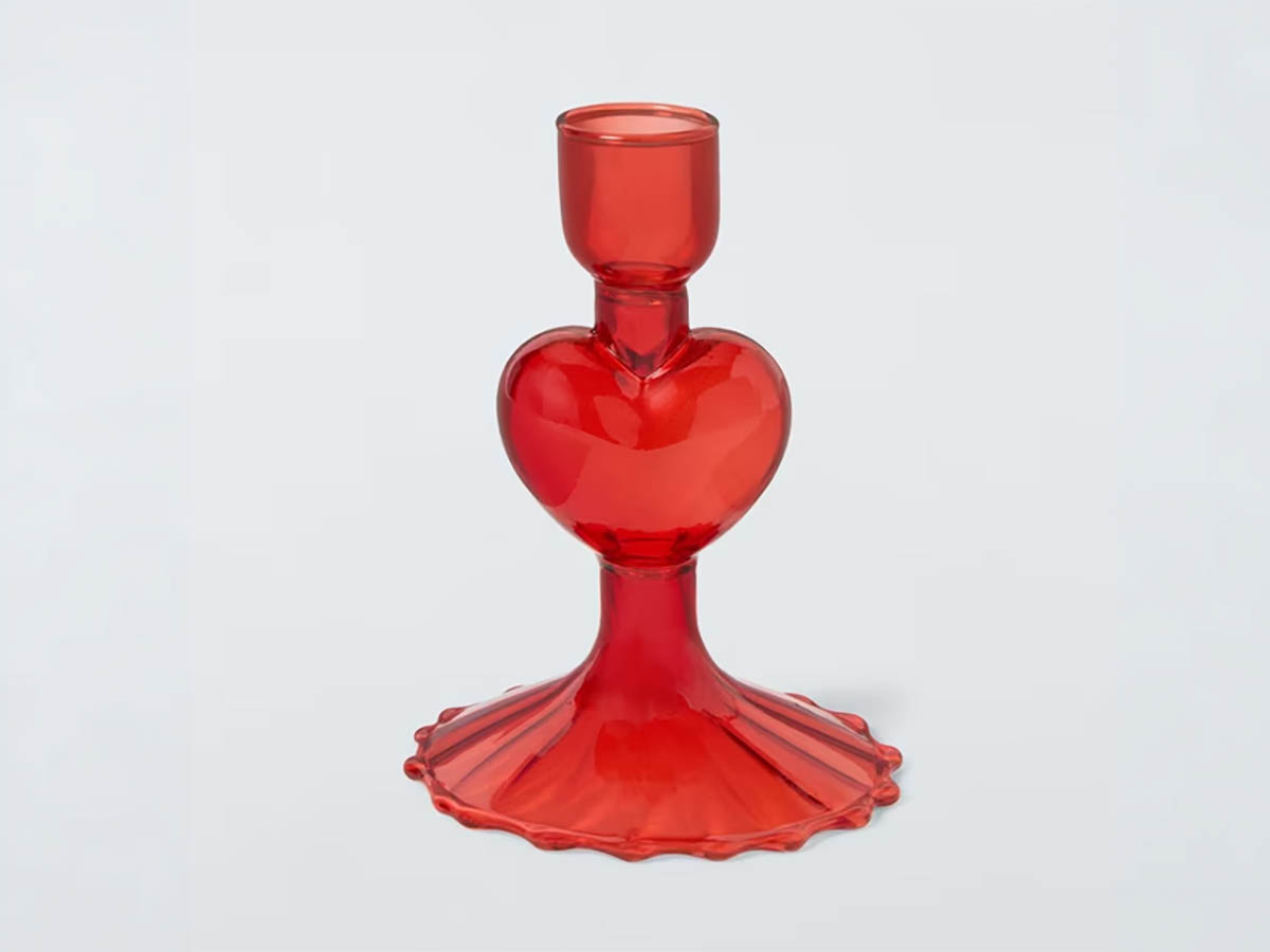 John Lewis Archive glass dinner candle holder in red gift under £40 in the UK