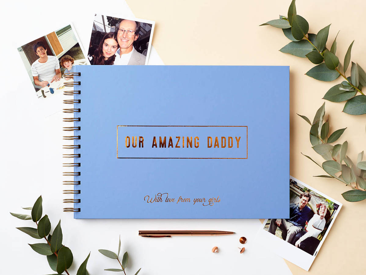 Personalised Amazing Dad memory book as a first Father’s Day gift in the UK