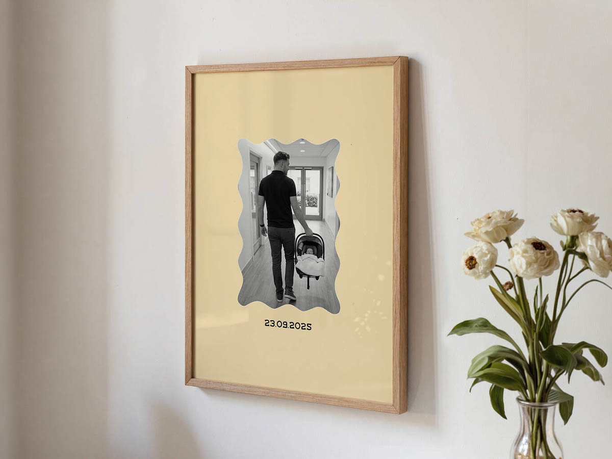 Personalised new dad photo print with date as a first Father’s Day gift in the UK