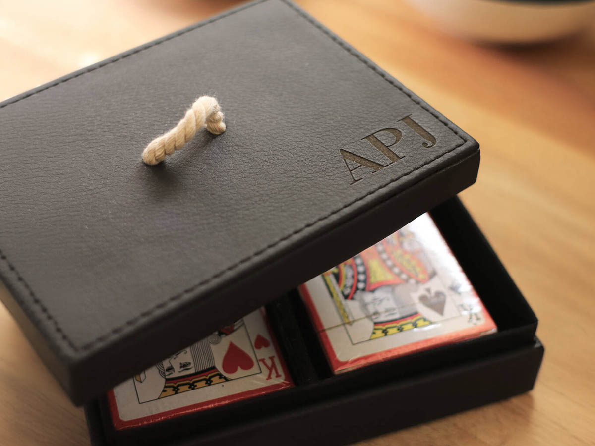 Personalised two pack playing cards box set Father’s Day gift under £50 in the UK