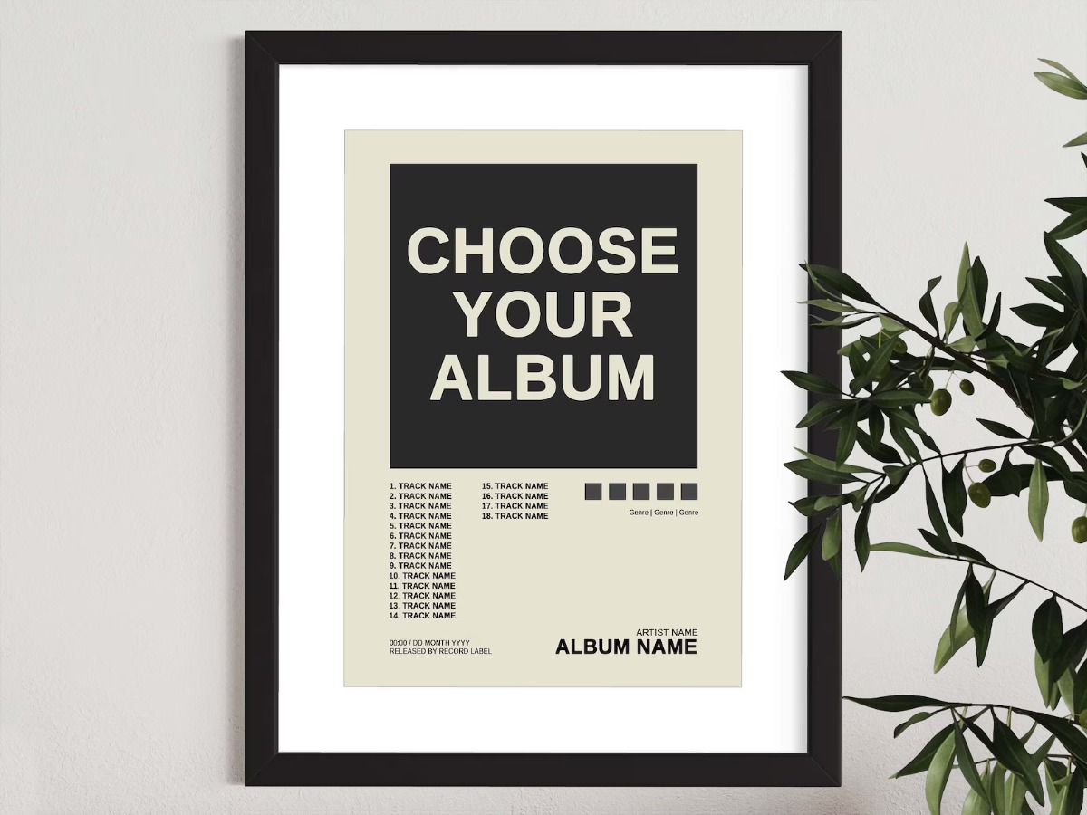 Custom album cover print personalised music gift for boyfriend