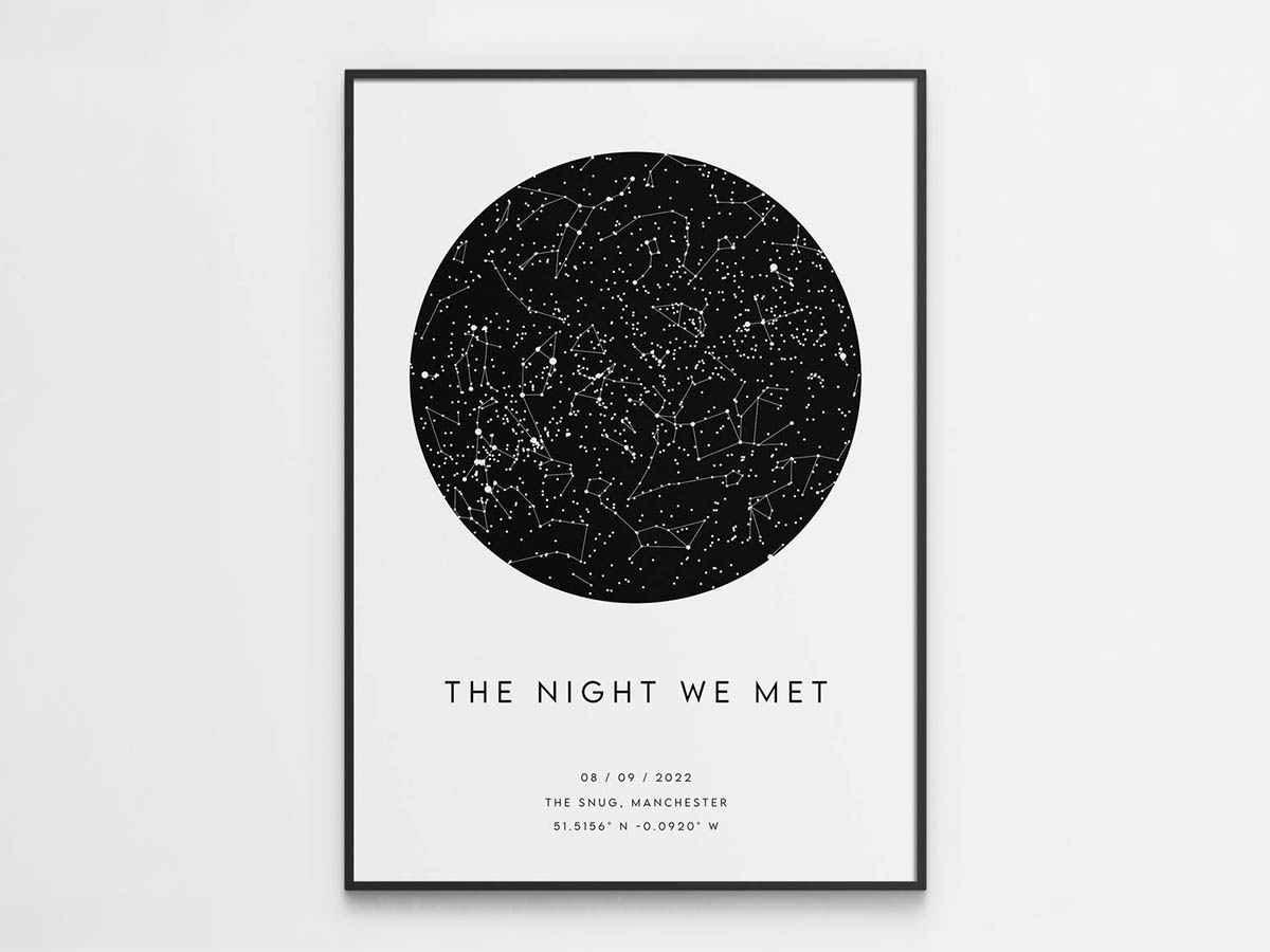 Custom star map print Night We Met romantic gift for girlfriend