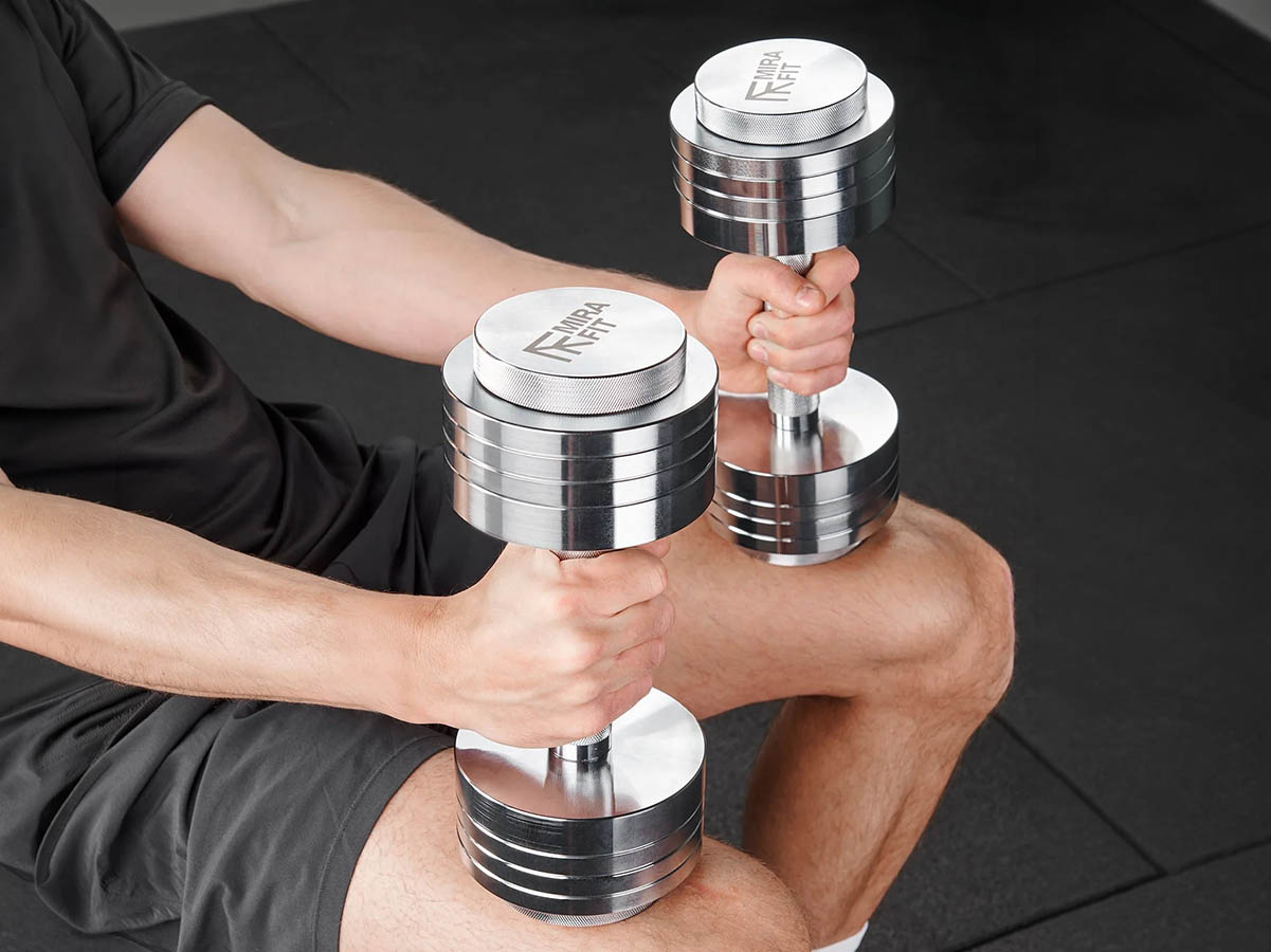Mirafit adjustable dumbbells 5kg to 20kg home gym fitness gift