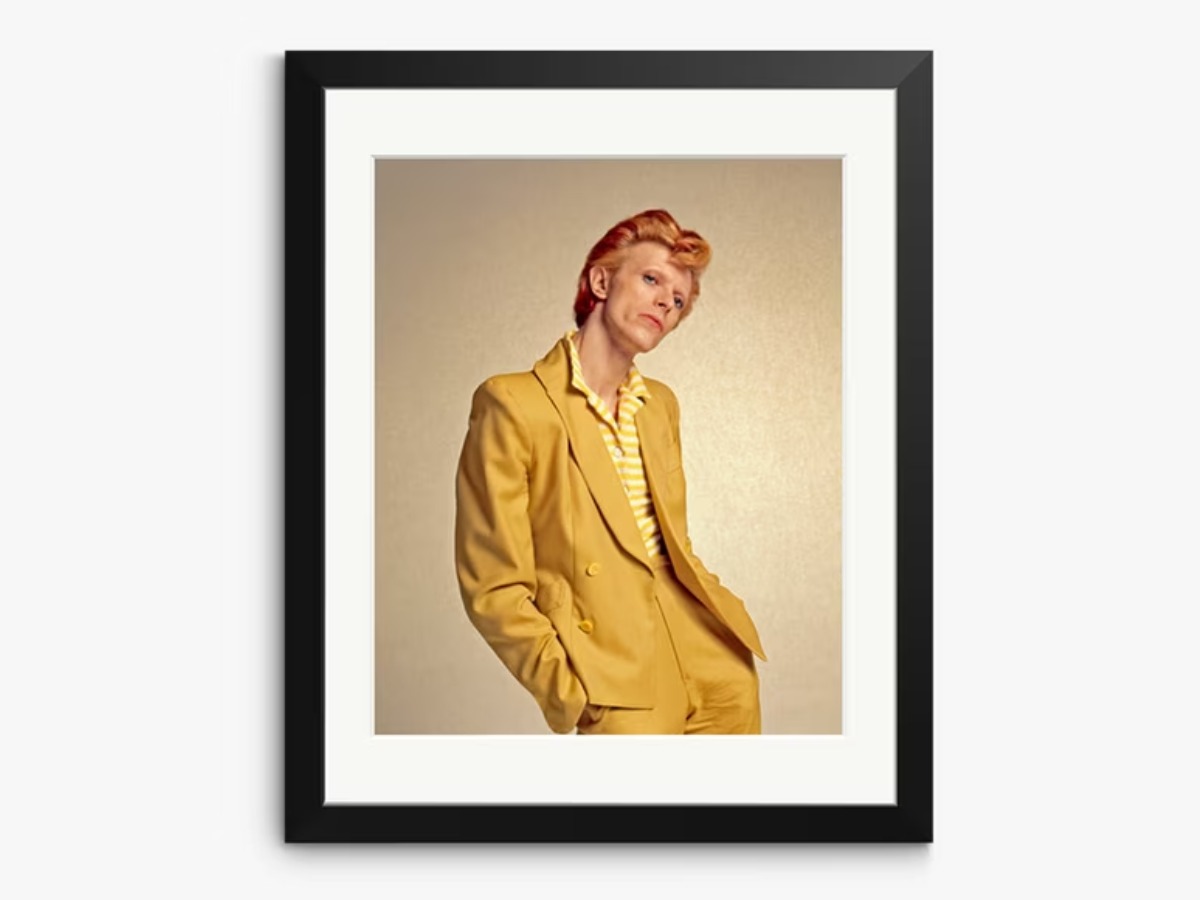 Sonic Editions David Bowie in Yellow Suit framed print stylish music gift for husband
